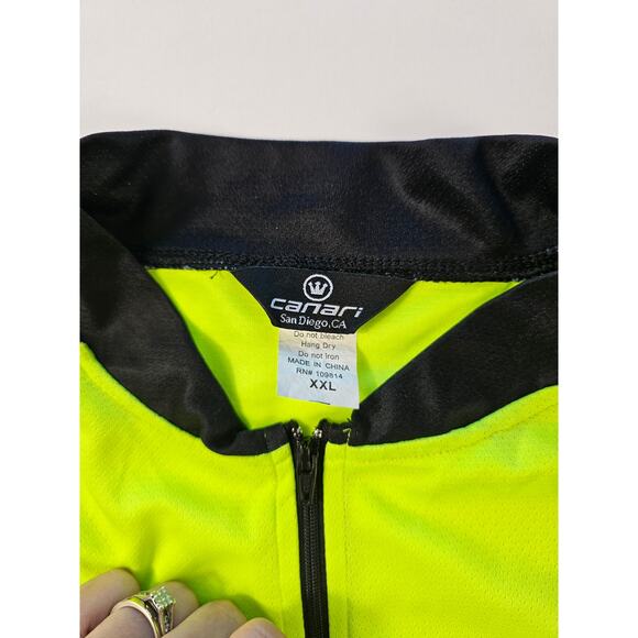 Canari size XXL 2XL high visibility neon yellow cycling 1/4 zip w/ pockets light - Picture 5 of 8